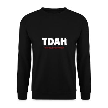 TDAH - Sweat-shirt Unisexe - noir - Devant - Alina (178cm) & Michal (187cm)