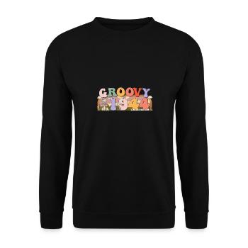 Groovy seit 1944 Retro Hippie 79. Geburtstag - Unisex Pullover - Schwarz - Vorne - Alina (178cm) & Michal (187cm)