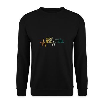 Cow Beef Heartbeat Highland Cattle - Unisex Sweatshirt - black - Front - Alina (178cm) & Michal (187cm)
