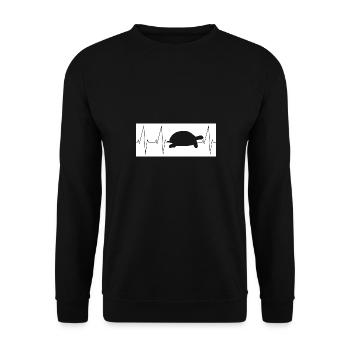 Schildkröte EKG HerzSchlag - Unisex Pullover - Schwarz - Vorne - Alina (178cm) & Michal (187cm)
