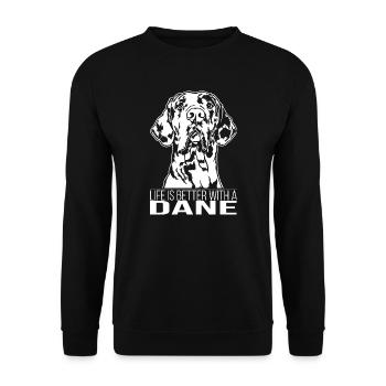 La vie des danois est meilleure Chiens Grands Dague Wilsigns - Sweat-shirt Unisexe - noir - Devant - Alina (178cm) & Michal (187cm)