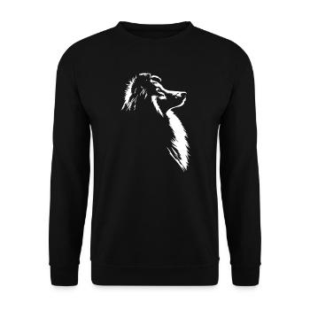 Shetland Sheepdog Silhouette Hund Sheltie Wilsigns - Unisex Pullover - Schwarz - Vorne - Alina (178cm) & Michal (187cm)