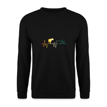Büffel Rind Herzschlag Ochsen - Unisex Pullover - Schwarz - Vorne - Alina (178cm) & Michal (187cm)