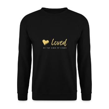 Loved by the King of Kings - Unisex Sweatshirt - black - Front - Alina (178cm) & Michal (187cm)