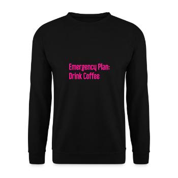 Kaffee-Notfallplan - Unisex Pullover - Schwarz - Vorne - Alina (178cm) & Michal (187cm)