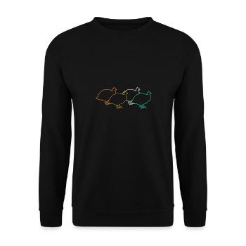 Hühner Hahn Perlhuhn - Unisex Pullover - Schwarz - Vorne - Alina (178cm) & Michal (187cm)