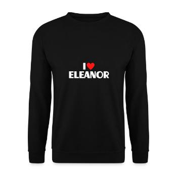 I love Eleanor Rotes Herz Liebe Fan Geschenk - Unisex Pullover - Schwarz - Vorne - Alina (178cm) & Michal (187cm)