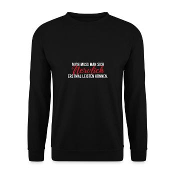 Mich muss man sich nervlich erstmal leisten können - Unisex Pullover - Schwarz - Vorne - Alina (178cm) & Michal (187cm)