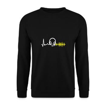 Verteiler herzschlag notrufstelle - Unisex Pullover - Schwarz - Vorne - Alina (178cm) & Michal (187cm)