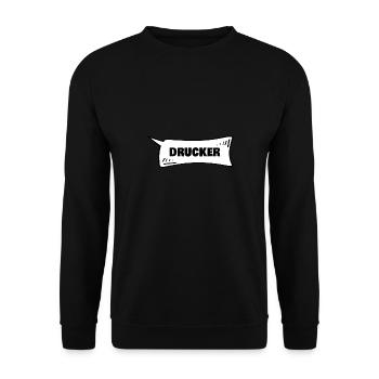 Sprechblase Drucker - Unisex Pullover - Schwarz - Vorne - Alina (178cm) & Michal (187cm)