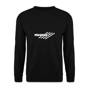 Arbeitsplatz Friseur - Unisex Pullover - Schwarz - Vorne - Alina (178cm) & Michal (187cm)