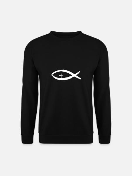 Christian Fish Cross Faith Gift - Unisex Sweatshirt - black