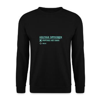 Heutige für Emma emma Optionen - Unisex Pullover - Schwarz - Vorne - Alina (178cm) & Michal (187cm)