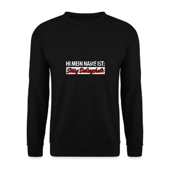 Hi mein Name ist sorry Datenschutz - Unisex Pullover - Schwarz - Vorne - Alina (178cm) & Michal (187cm)