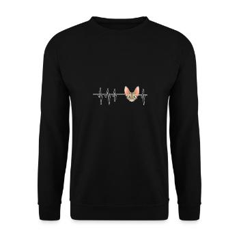 Cat Heartbeat I Devon Rex Cat - Unisex Sweatshirt - black - Front - Alina (178cm) & Michal (187cm)