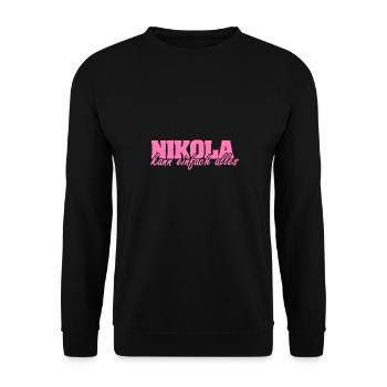 Frau Nikola - Unisex Pullover - Schwarz - Vorne - Alina (178cm) & Michal (187cm)
