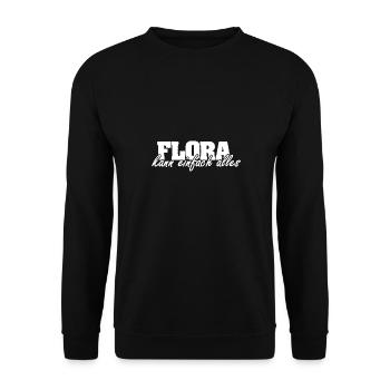 Geschenk für Flora - Unisex Pullover - Schwarz - Vorne - Alina (178cm) & Michal (187cm)