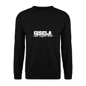 Gisela als Frau - Unisex Pullover - Schwarz - Vorne - Alina (178cm) & Michal (187cm)