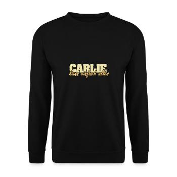 Geschenk für Carlie - Unisex Pullover - Schwarz - Vorne - Alina (178cm) & Michal (187cm)