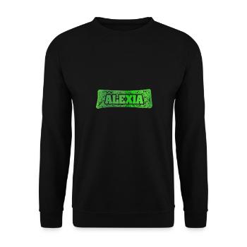 Alexia als Vorname - Unisex Pullover - Schwarz - Vorne - Alina (178cm) & Michal (187cm)