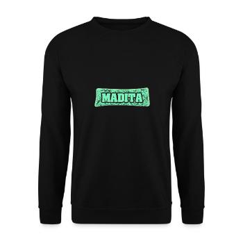 Madita als Geburtsname - Unisex Pullover - Schwarz - Vorne - Alina (178cm) & Michal (187cm)