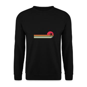 Fencing retro sunset banner fencer sports - Unisex Pullover - Schwarz - Vorne - Alina (178cm) & Michal (187cm)