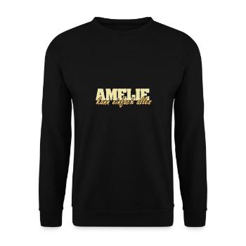 Geschenk für Amelie - Unisex Pullover - Schwarz - Vorne - Alina (178cm) & Michal (187cm)