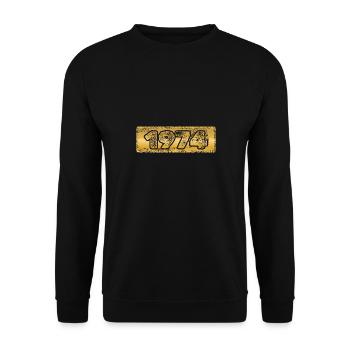 Jahrgang 1974 - Unisex Pullover - Schwarz - Vorne - Alina (178cm) & Michal (187cm)