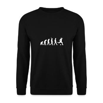 Evolution Of Man - Fußballliebhaber Fußballspieler - Unisex Pullover - Schwarz - Vorne - Alina (178cm) & Michal (187cm)