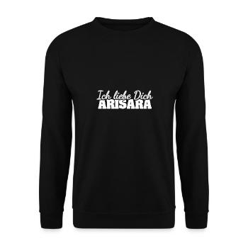 Geschenk für Arisara - Unisex Pullover - Schwarz - Vorne - Alina (178cm) & Michal (187cm)