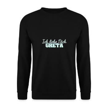 Liebe Greta - Unisex Pullover - Schwarz - Vorne - Alina (178cm) & Michal (187cm)