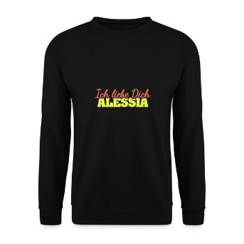 Chère Alessia, - Sweat-shirt Unisexe - noir - Devant - Alina (178cm) & Michal (187cm)