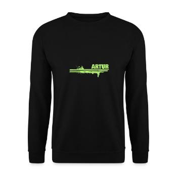 Geschenk für Artur - Unisex Pullover - Schwarz - Vorne - Alina (178cm) & Michal (187cm)