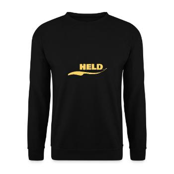 Geschenk für Held - Unisex Pullover - Schwarz - Vorne - Alina (178cm) & Michal (187cm)