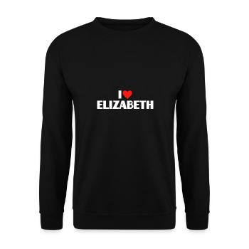 I love Elizabeth Rotes Herz Liebe Fan Geschenk - Unisex Pullover - Schwarz - Vorne - Alina (178cm) & Michal (187cm)