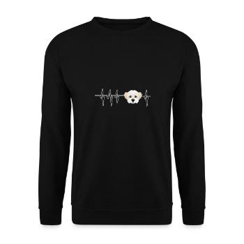 Dog Heartbeat I Funny Maltese - Unisex Pullover - Schwarz - Vorne - Alina (178cm) & Michal (187cm)