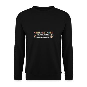 Ctrl Alt Del Vintage Groovy Motivational Geek - Sweat-shirt Unisexe - noir - Devant - Alina (178cm) & Michal (187cm)