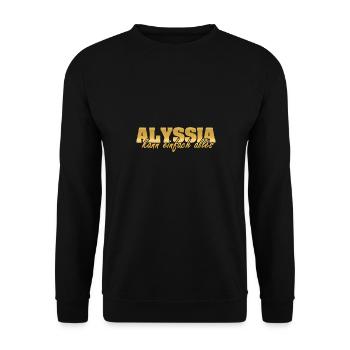 Geschenk für Alyssia - Unisex Pullover - Schwarz - Vorne - Alina (178cm) & Michal (187cm)