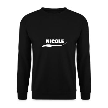Namensschild Nicole - Unisex Pullover - Schwarz - Vorne - Alina (178cm) & Michal (187cm)