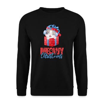 Meowy Christmas - Katzen Weihnachten - Unisex Pullover - Schwarz - Vorne - Alina (178cm) & Michal (187cm)