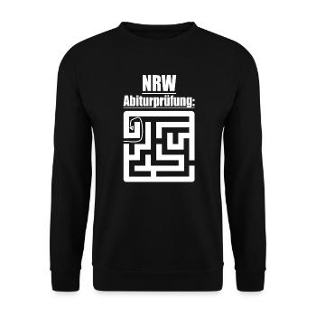 Abitur Abschluss Prüfung Sprüche lustig NRW Abi - Unisex Pullover - Schwarz - Vorne - Alina (178cm) & Michal (187cm)