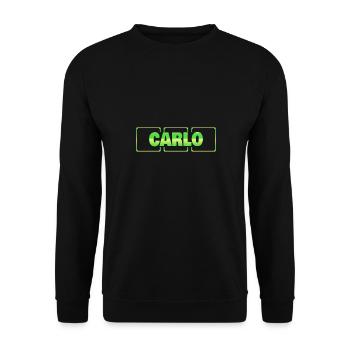 Geschenk für Carlo - Unisex Pullover - Schwarz - Vorne - Alina (178cm) & Michal (187cm)
