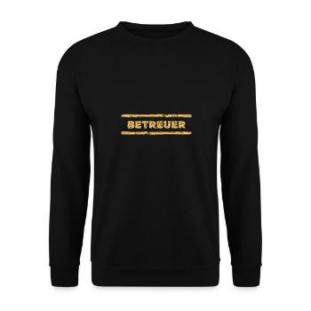 Geschenk für Betreuer - Unisex Pullover - Schwarz - Vorne - Alina (178cm) & Michal (187cm)
