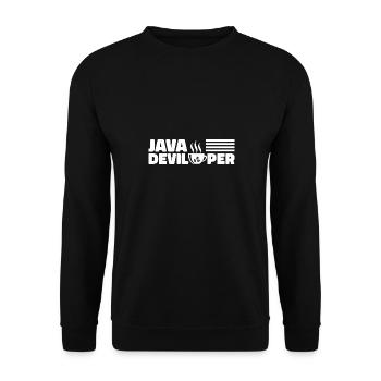Java Developer with Coffee - Sweat-shirt Unisexe - noir - Devant - Alina (178cm) & Michal (187cm)