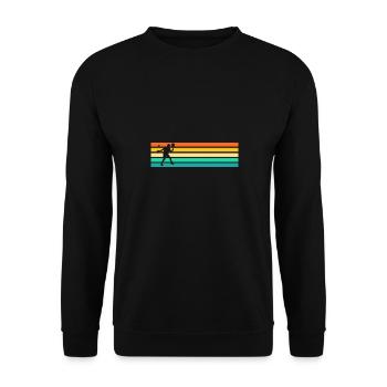 Retro Tennis Padelspieler Padel - Unisex Pullover - Schwarz - Vorne - Alina (178cm) & Michal (187cm)