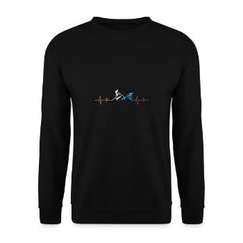 Cadeau Heartbeat Bike Biker - Sweat-shirt Unisexe - noir - Devant - Alina (178cm) & Michal (187cm)