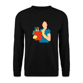 cleaning cleaning cleaning woman broom wischmop38 - Unisex Sweatshirt - black - Front - Alina (178cm) & Michal (187cm)