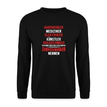Zahntechnik - Unisex Pullover - Schwarz - Vorne - Alina (178cm) & Michal (187cm)