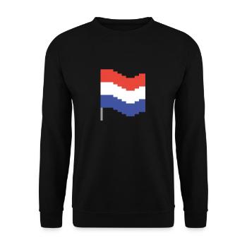 Niederlande Flagge Pixel Art - Unisex Pullover - Schwarz - Vorne - Alina (178cm) & Michal (187cm)