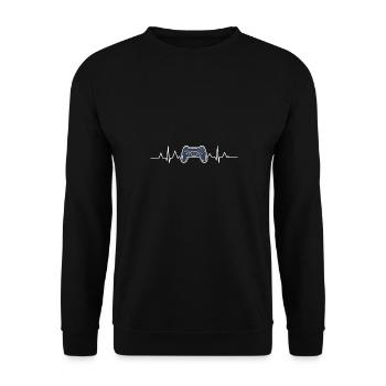 Computer Herzschlag Zocken Pc Zocker Gaming - Unisex Pullover - Schwarz - Vorne - Alina (178cm) & Michal (187cm)